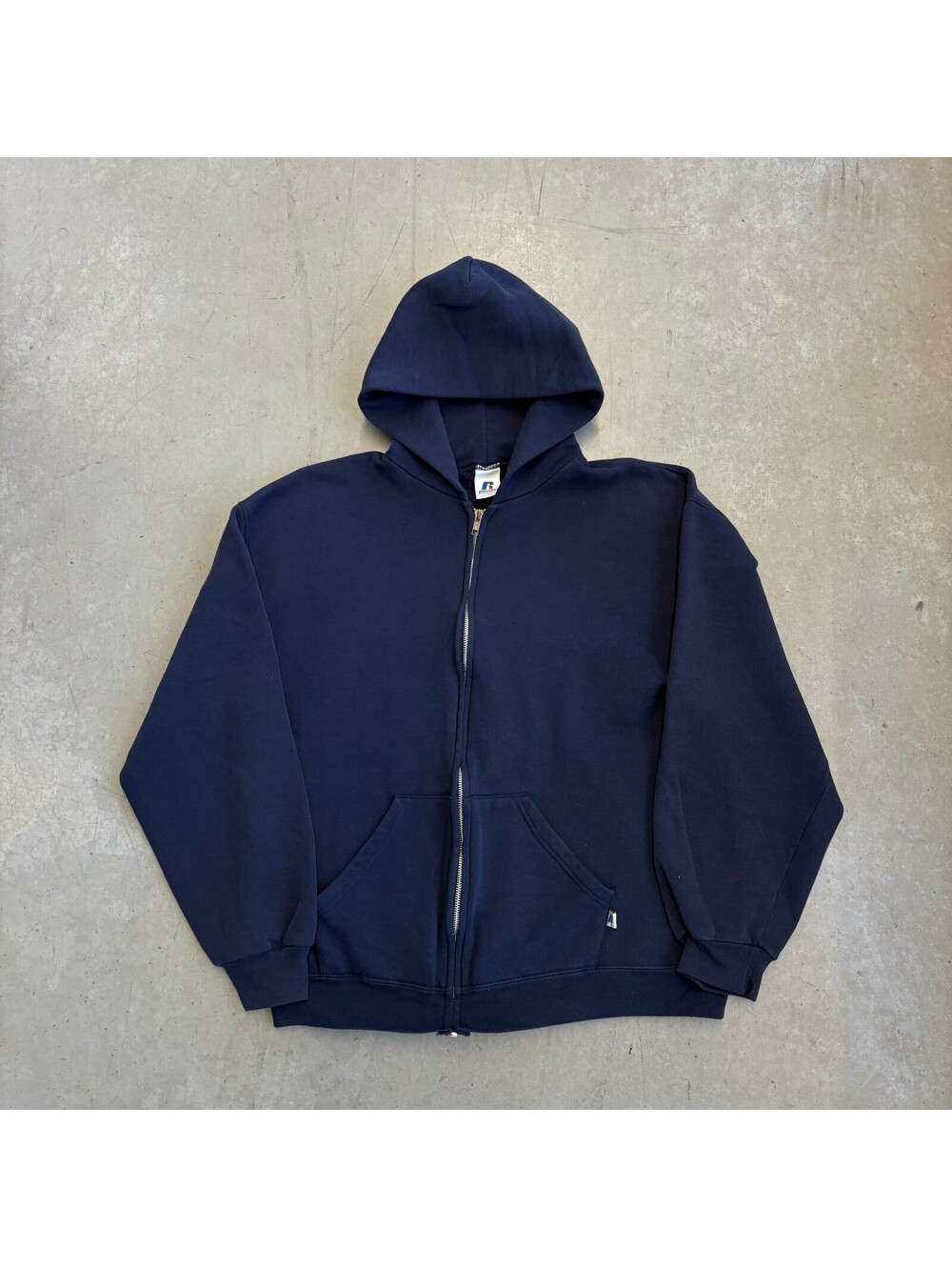 Vintage 2000s Russell Athletic Blank Full Zip Hoodie Large Navy
